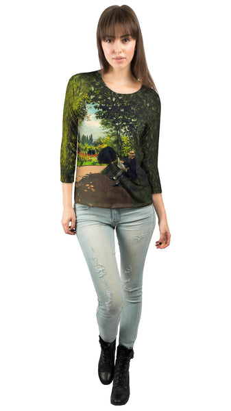 Monet -"Reading in the Garden" (1866)&nbsp;Womens 3/4 Sleeve