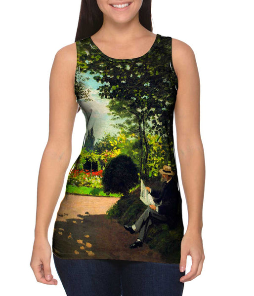 Monet -"Reading in the Garden" (1866)&nbsp;Womens Tank Top