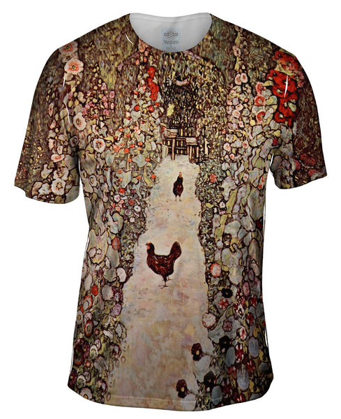 Gustav Klimt -"Garden with Roosters" (1917) Mens T-Shirt