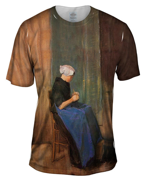 Van Gogh -"Woman Knitting" (1881) Mens T-Shirt