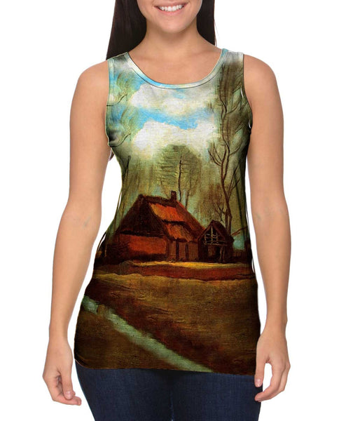 Van Gogh -"Farmhouses Among Trees" (1883) Womens Tank Top