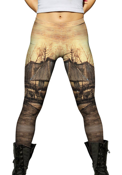 Van Gogh -"Houses with Thatched Roofs" (1884)&nbsp;Womens Leggings