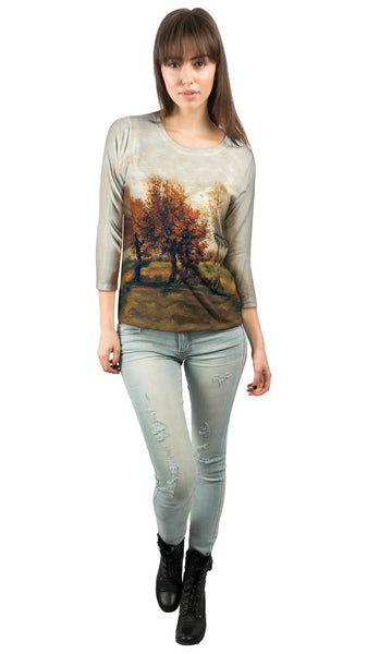 Van Gogh -"Autumn Landscape with Trees" (1885) Womens 3/4 Sleeve