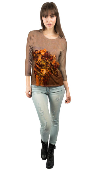 Van Gogh -"Tambourine with Pansies" (1886)&nbsp;Womens 3/4 Sleeve