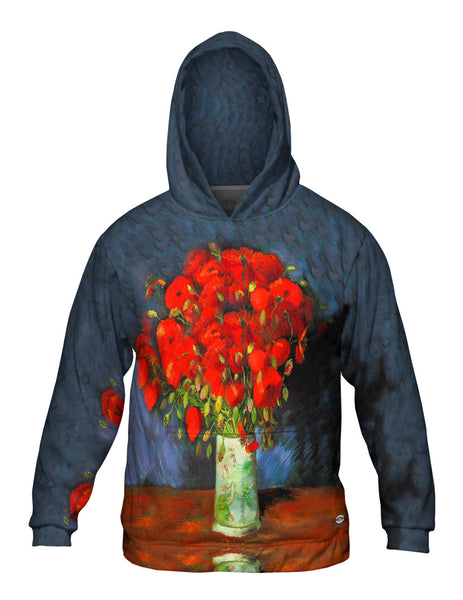 Van Gogh -"Vase with red Poppies" (1886) Mens Hoodie Sweater