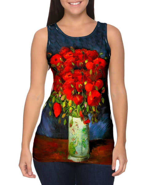 Van Gogh -"Vase with red Poppies" (1886) Womens Tank Top