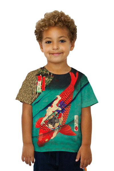 Kids Japan - Yoshitoshi -"Saito no Oniwakamaru" (1872) Kids T-Shirt