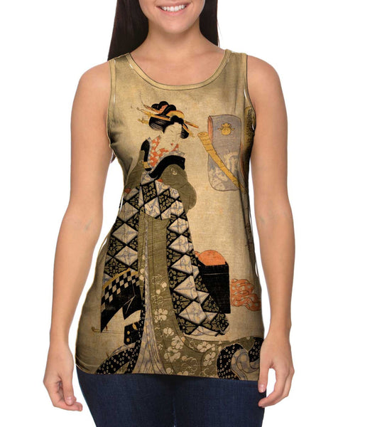 Japan - Itsutsu Karigane -"Lady standing by a chest" Womens Tank Top