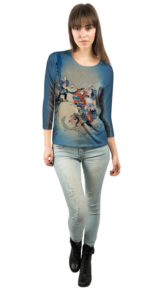 Japan - Utagawa Kuniteru - "Snow Fight"&nbsp;Womens 3/4 Sleeve