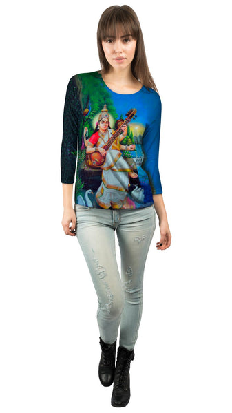 India - "Goddess Saraswati"&nbsp;Womens 3/4 Sleeve