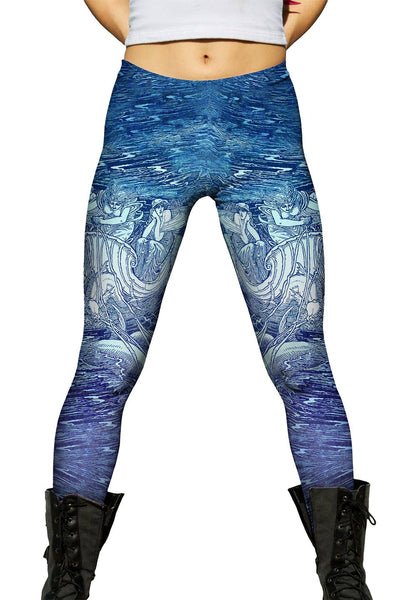 Walter Crane - "Mermaid Dolphin Chariot"&nbsp;Womens Leggings