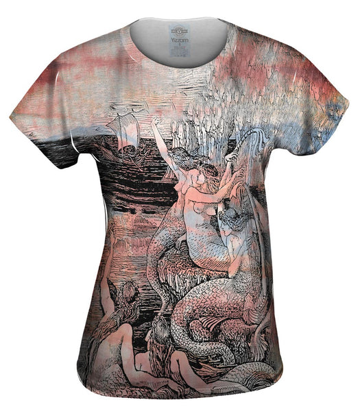 Walter Crane - "Mermaids Waving At Ship" Womens Top