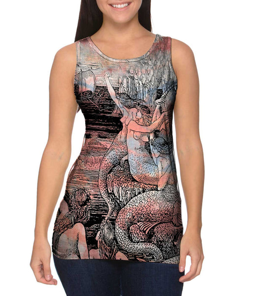 Walter Crane - "Mermaids Waving At Ship" Womens Tank Top