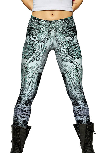 Walter Crane - "Mermaid Kneeling To Poseidon" Womens Leggings