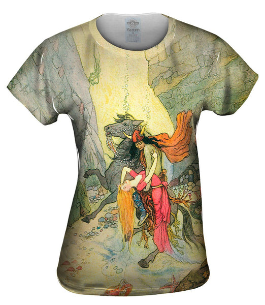 Warwick Goble - "Viking And Damsel Pink Dress" Womens Top
