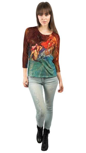 Warwick Goble - "Mermaid Pink Headdress"&nbsp;Womens 3/4 Sleeve