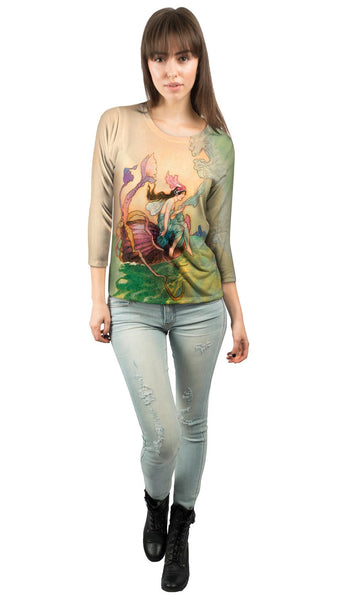 Warwick Goble - "Mermaid Octopus Sailing"&nbsp;Womens 3/4 Sleeve