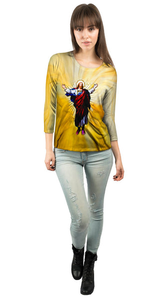 "Stained Glass Christ"&nbsp;Womens 3/4 Sleeve