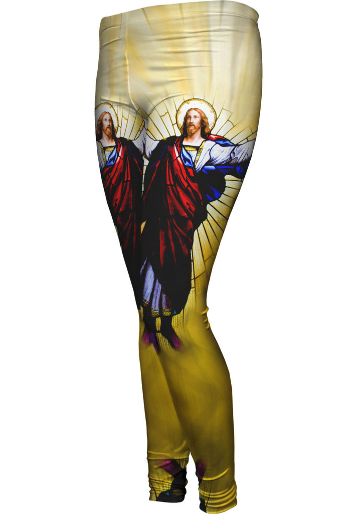 "Stained Glass Christ" Womens Leggings Yizzam