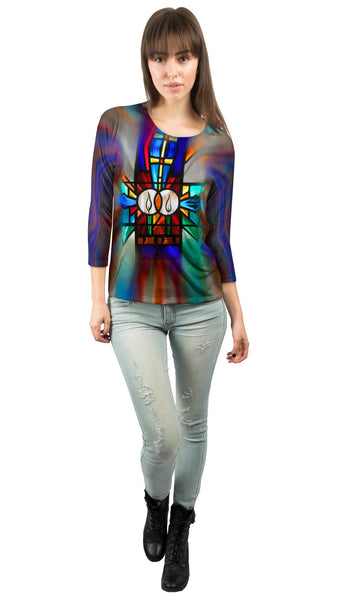 "Stained Glass Candles"&nbsp;Womens 3/4 Sleeve