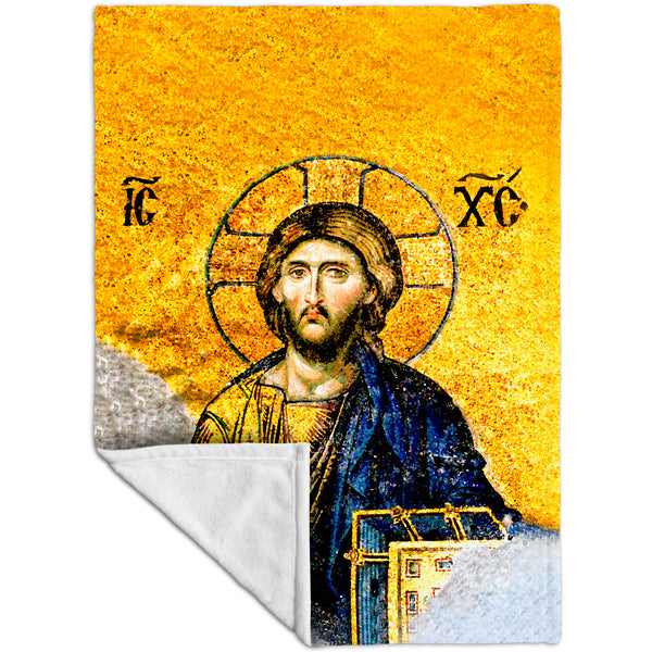 Christian Orthodox Jesus Gold Hagia Sophia Fleece Blanket