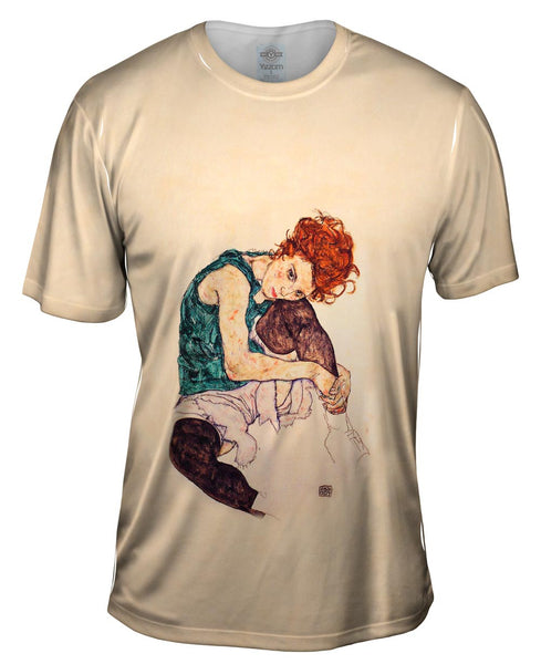 Egon Schiele - "Seated Woman with Bent Knee" (1917) Mens T-Shirt