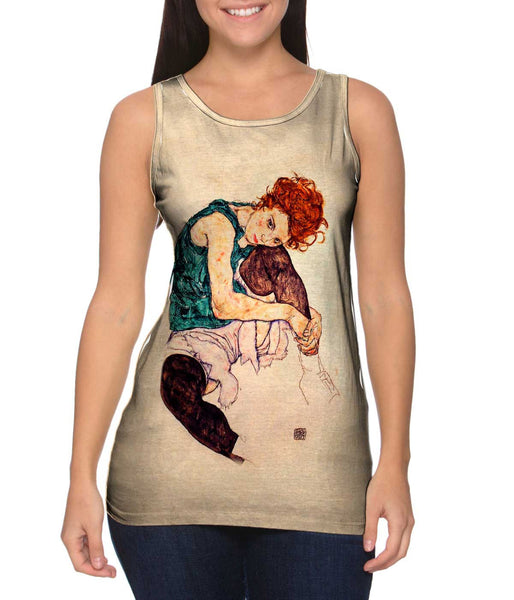 Egon Schiele - "Seated Woman with Bent Knee" (1917) Womens Tank Top