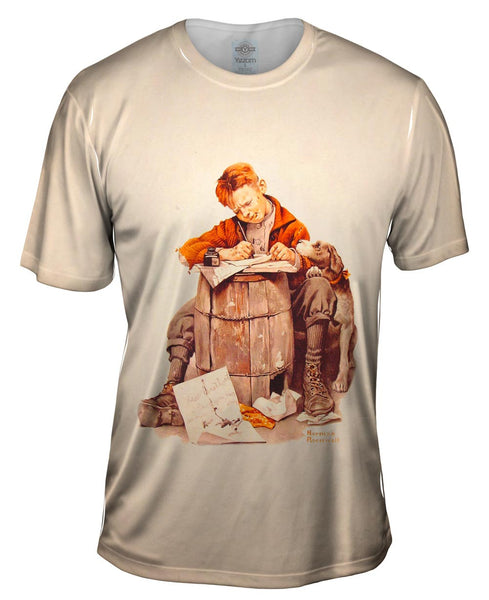 Norman Rockwell - "Little Boy  Writing a Letter" (1920) Mens T-Shirt