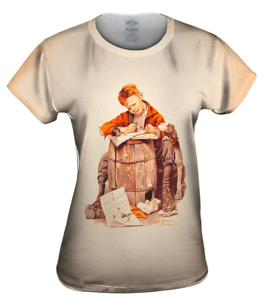 Norman Rockwell - "Little Boy  Writing a Letter" (1920) Womens Top