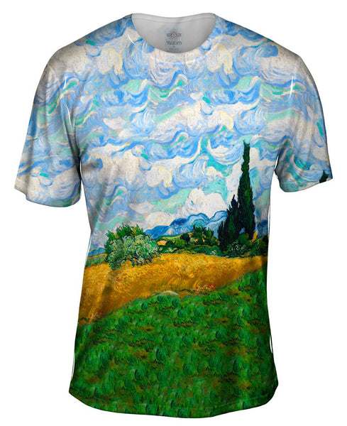 Vincent Van Gogh - "Wheatfield with Cypresses" (1889) Mens T-Shirt