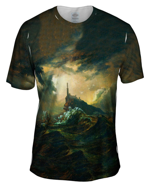 Carl Blechen - "Stormy Sea with Lighthouse" (1826) Mens T-Shirt