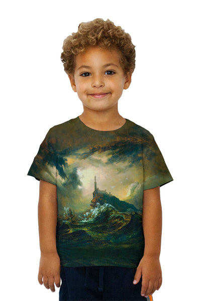 Kids Carl Blechen - "Stormy Sea with Lighthouse" (1826)&nbsp;Kids T-Shirt