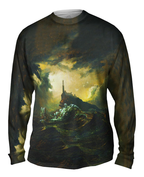 Carl Blechen - "Stormy Sea with Lighthouse" (1826) Mens Long Sleeve