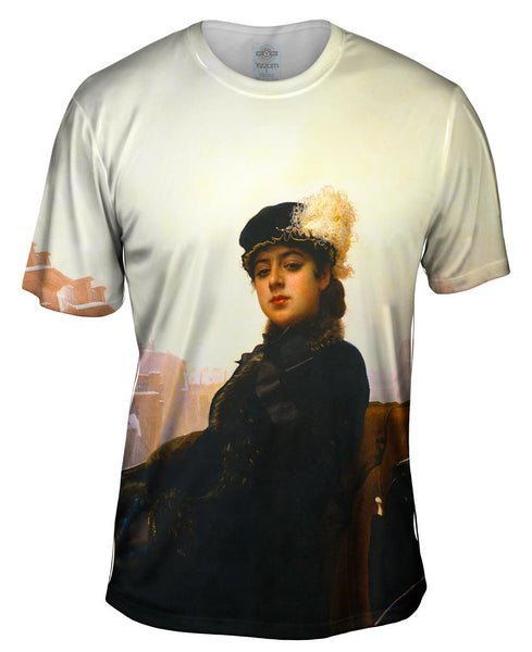 Ivan Kramskoi - "Portrait of an Unknown Woman" (1883) Mens T-Shirt