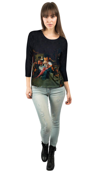 Hieronymus Bosch - "The Temptation Of Saint Anthony" (1516) Womens 3/4 Sleeve