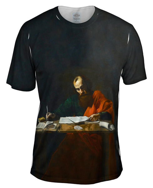 Valentin De Boulogne - "Saint Paul Writing His Epistles" (1620) Mens T-Shirt