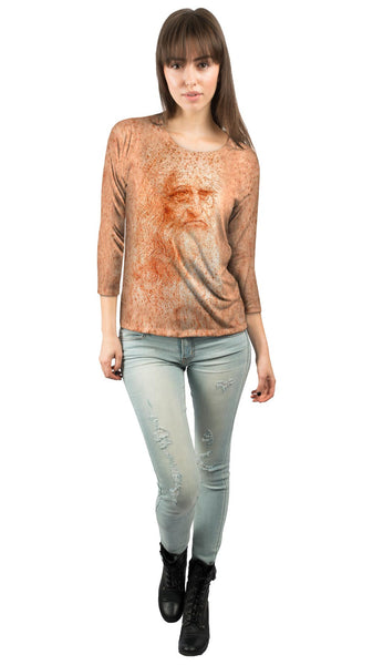 Leonardo Da Vinci - "Self Portrait In Red Chalk" (1512) Womens 3/4 Sleeve