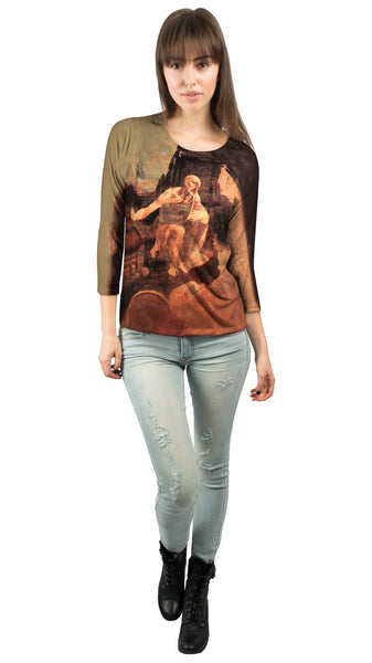 Leonardo Da Vinci - "St Jerome In The Wilderness" (1480) Womens 3/4 Sleeve