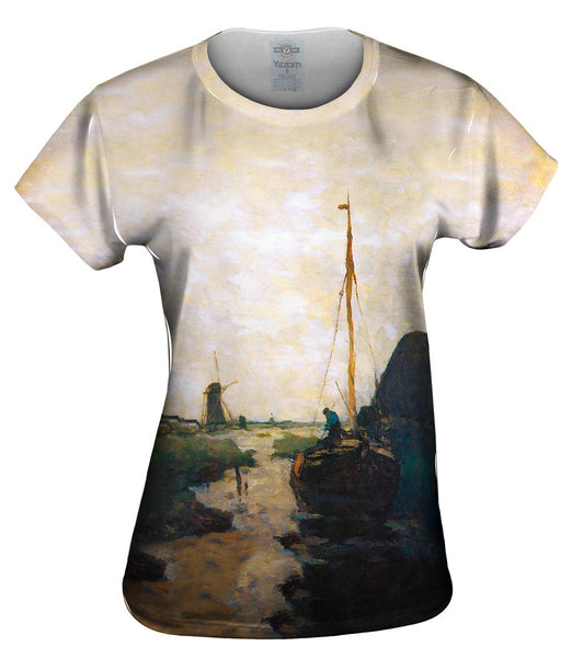Jan Hendrik Weissenbruch - "Ship In Polder Canal" Womens Top