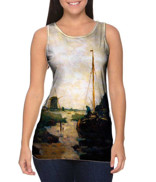 Jan Hendrik Weissenbruch - "Ship In Polder Canal"&nbsp;Womens Tank Top