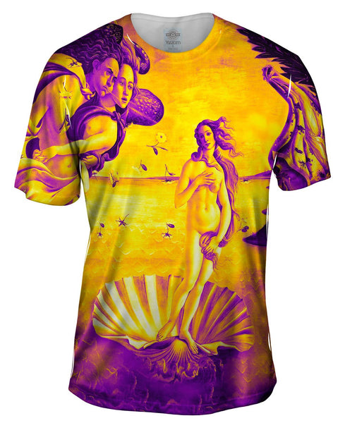 Botticelli Venus - "Pop Art Yellow Purple" (1486) Mens T-Shirt