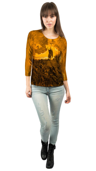 Gustave Dore - "Paradise Lost 3 Gold" (1857) Womens 3/4 Sleeve