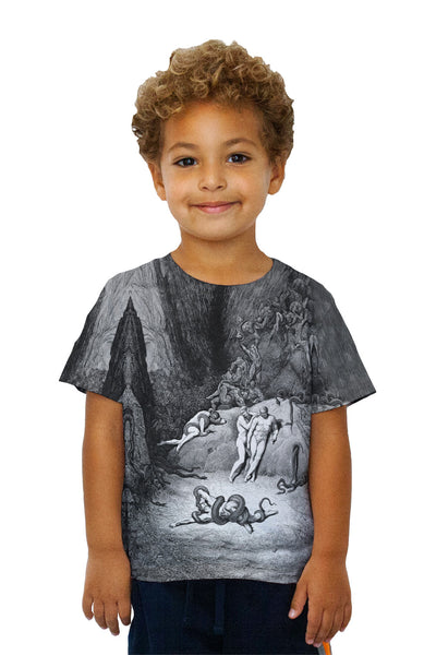 Kids Gustave Dore - "The Inferno Canto 25" (1857) Kids T-Shirt