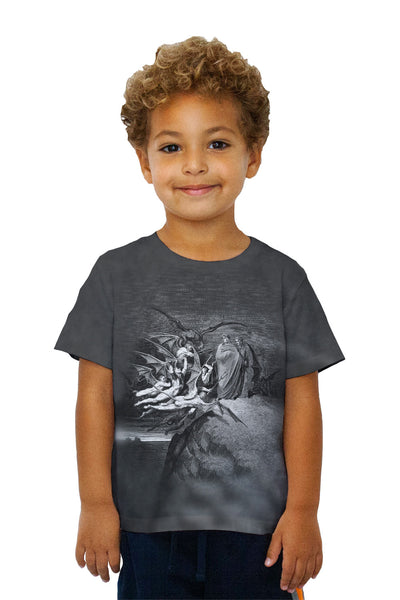 Kids Gustave Dore - "The Inferno Canto 21" (1857) Kids T-Shirt