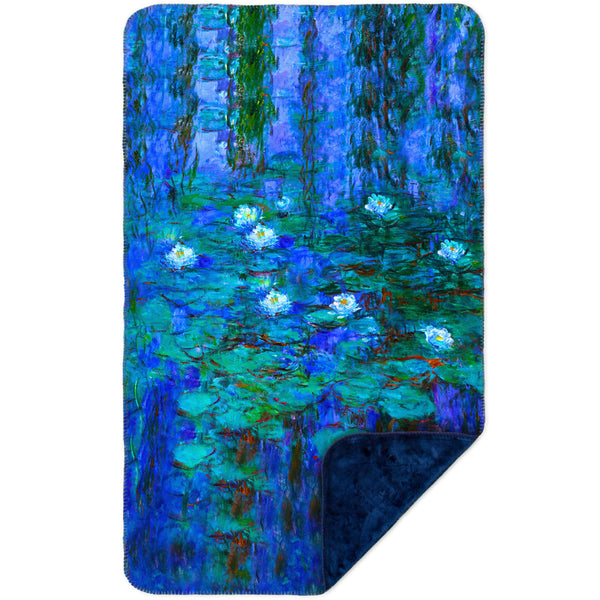 Claude Monet - "Blue Water Lilies" (1916) MicroMink(Whip Stitched) Navy