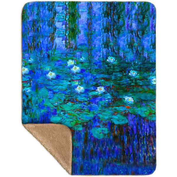 Claude Monet - "Blue Water Lilies" (1916) Sherpa Blanket