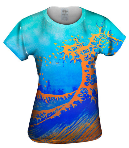 Pop Art Hokusai - "The Great Wave Orange Blue " (1830)