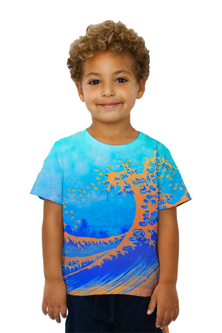 Kids Pop Art Hokusai - "The Great Wave Orange Blue " (1830)