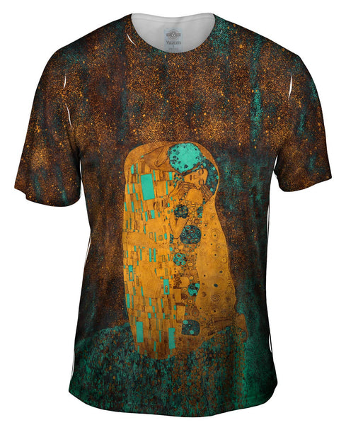 Pop Art Klimt - "The Kiss Turquoise Brown" (1907) Mens T-Shirt