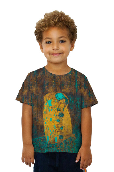 Kids Pop Art Klimt - "The Kiss Turquoise Brown" (1907)&nbsp;Kids T-Shirt